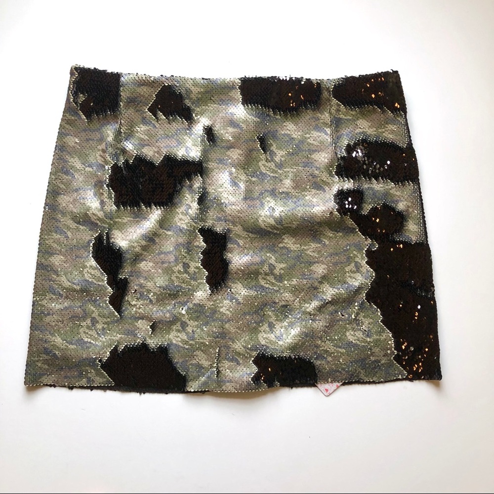 Free People Sequin Camo Mini Skirt